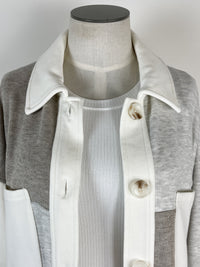 Mystree Thea Color Block Button Down in Grey Mix
