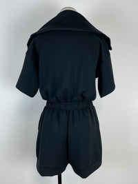 Teagan Zip Up Romper in Black