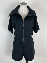 Teagan Zip Up Romper in Black