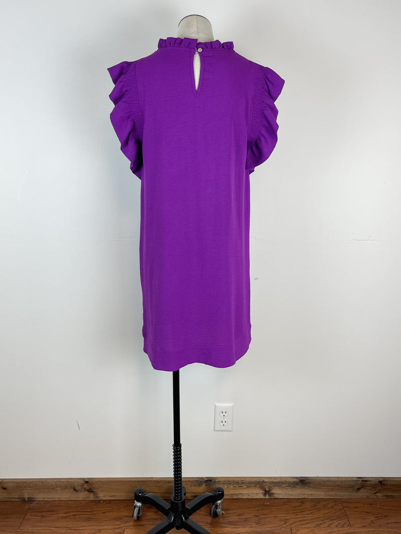 Collins Ruffle Sleeve Dress in Purple
