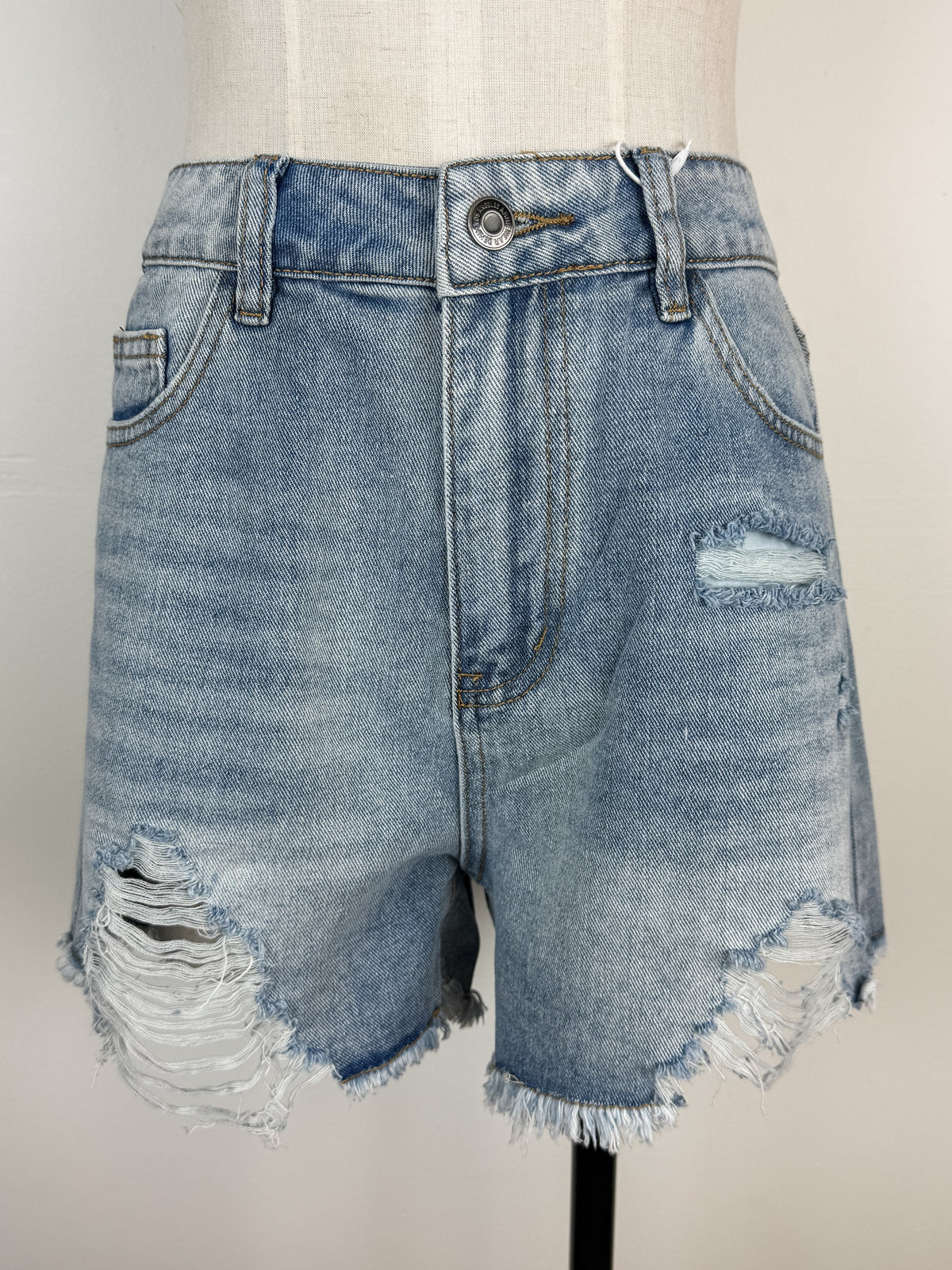 Nova Distressed Rigid Denim Shorts