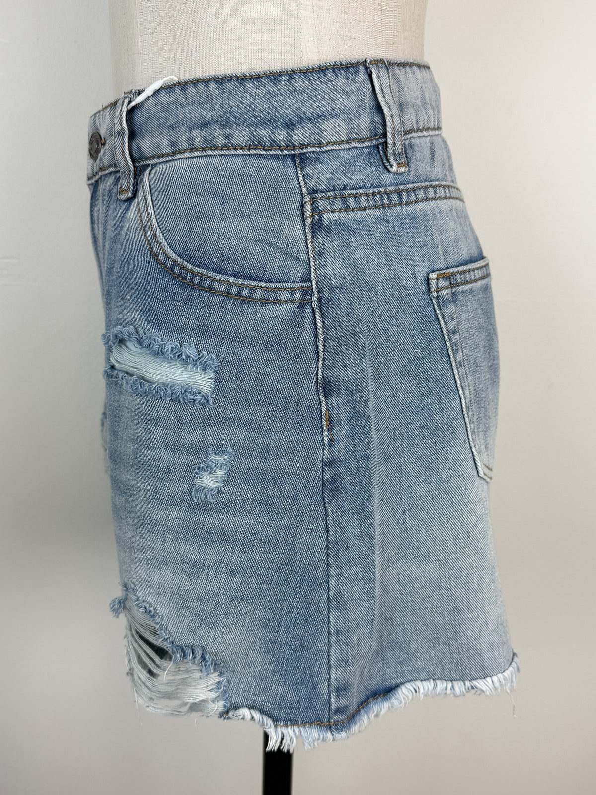 Nova Distressed Rigid Denim Shorts