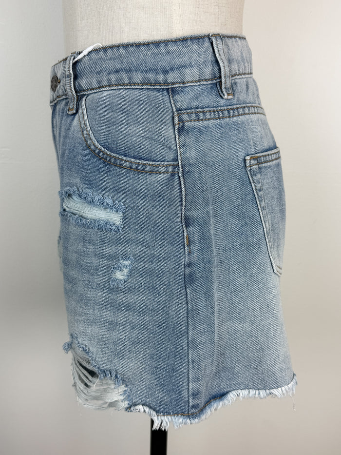 Nova Distressed Rigid Denim Shorts