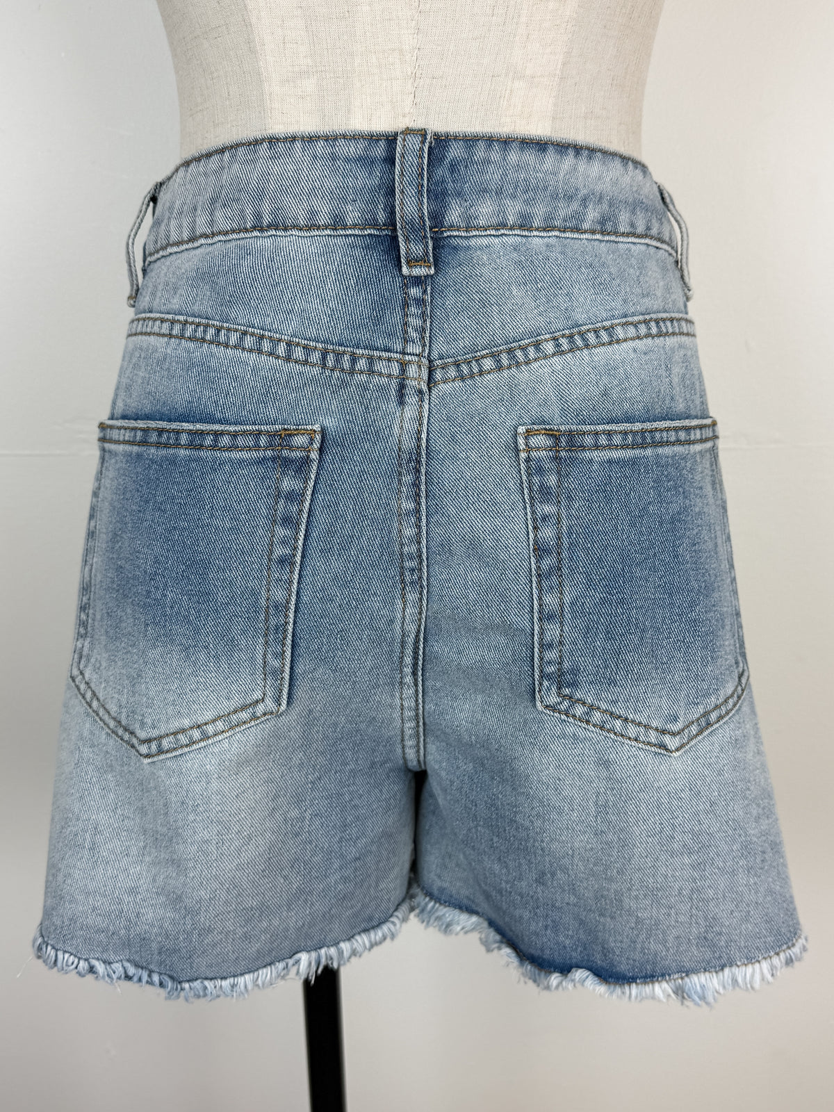 Nova Distressed Rigid Denim Shorts