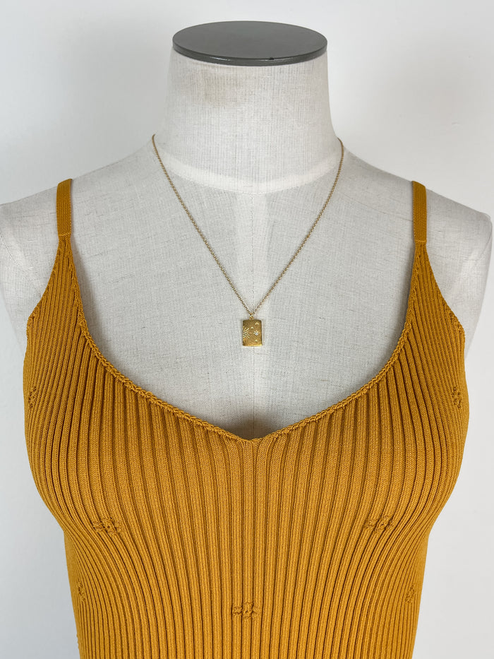 Agnes Ribbed Crop Tank in Mustard