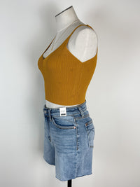 Agnes Ribbed Crop Tank in Mustard