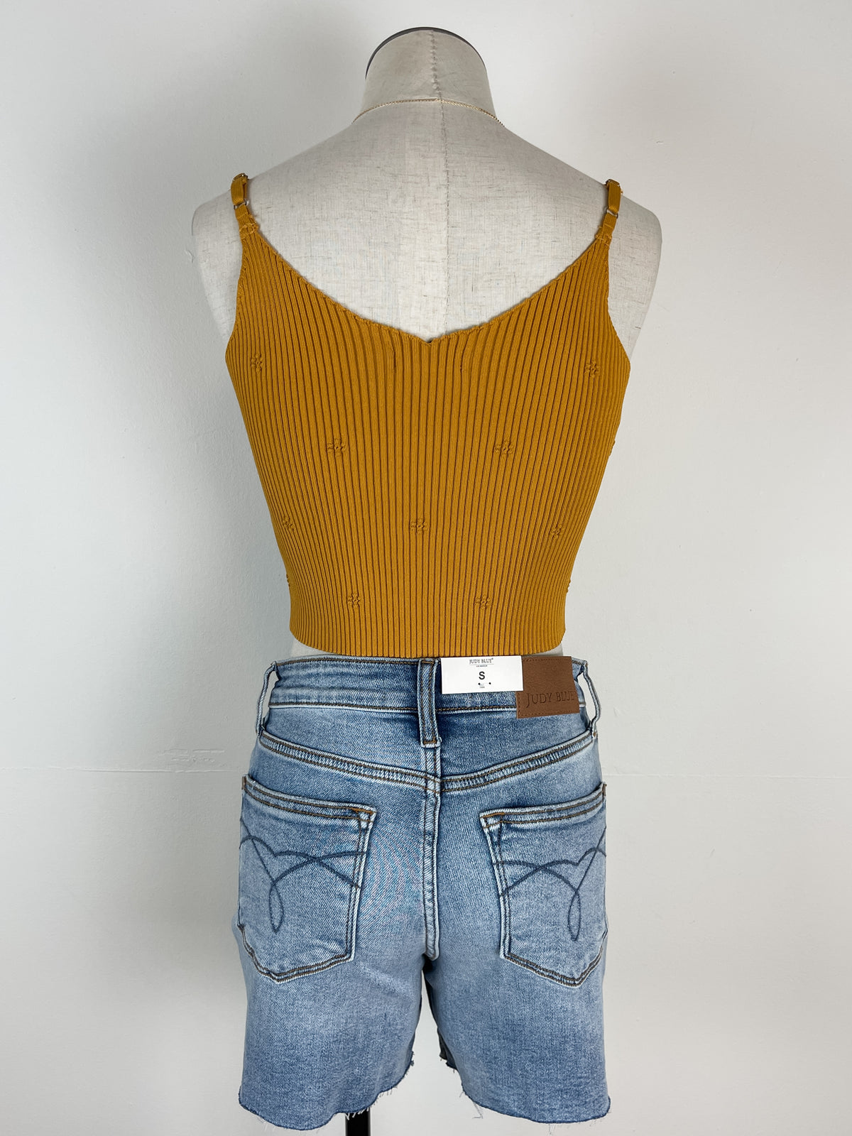 Agnes Ribbed Crop Tank in Mustard