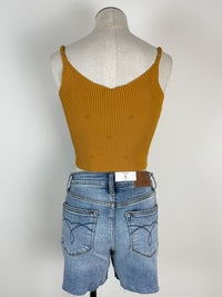 Agnes Ribbed Crop Tank in Mustard