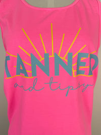 Tanned and Tipsy Tank in Neon Pink
