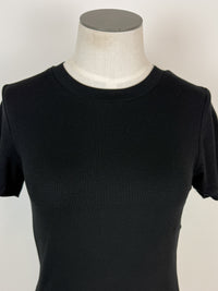 Lina Micro Ribbed Top in Black