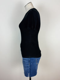 Lina Micro Ribbed Top in Black