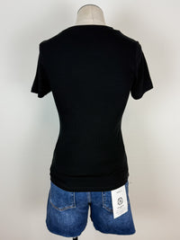 Lina Micro Ribbed Top in Black