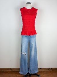 Della Smocked Tank in Red