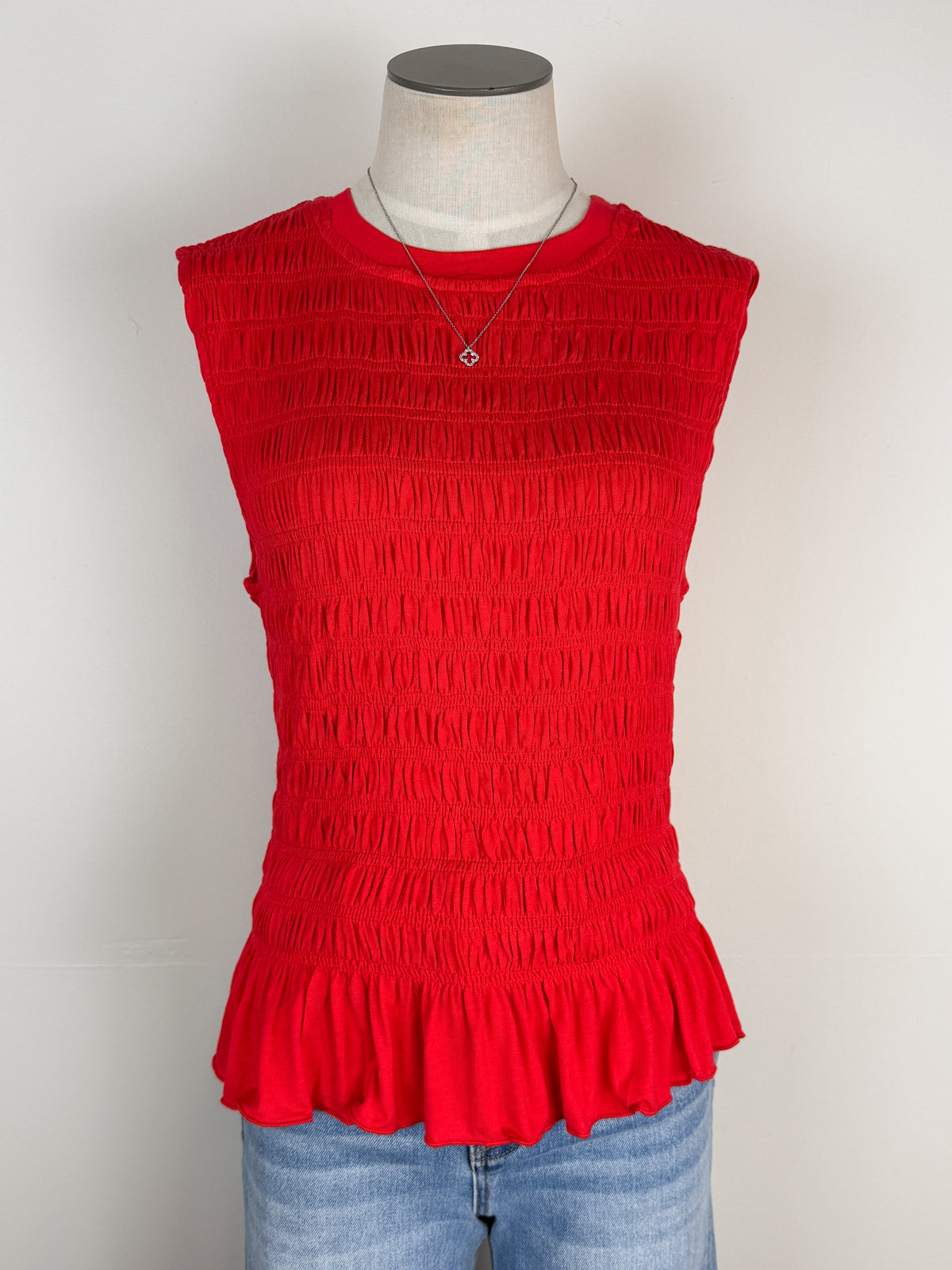 Della Smocked Tank in Red