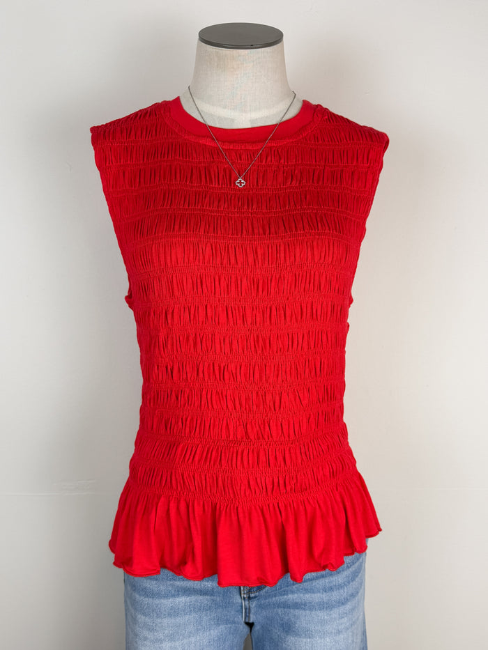 Della Smocked Tank in Red