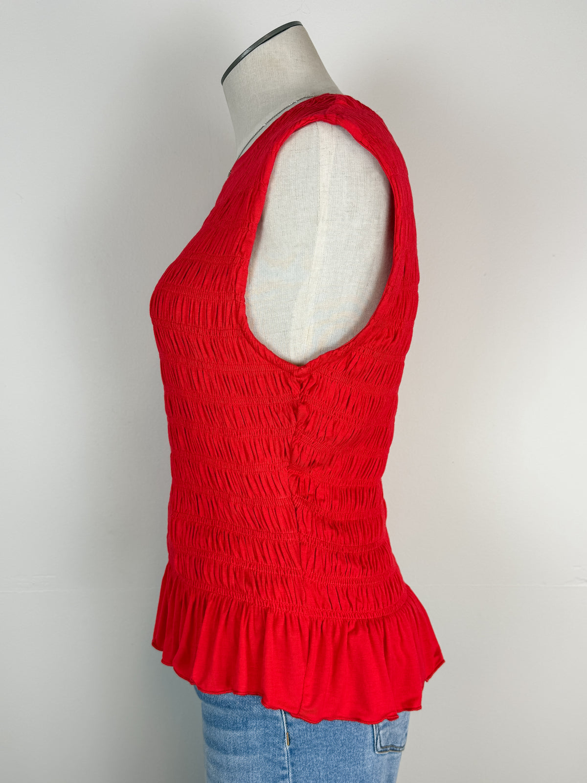 Della Smocked Tank in Red