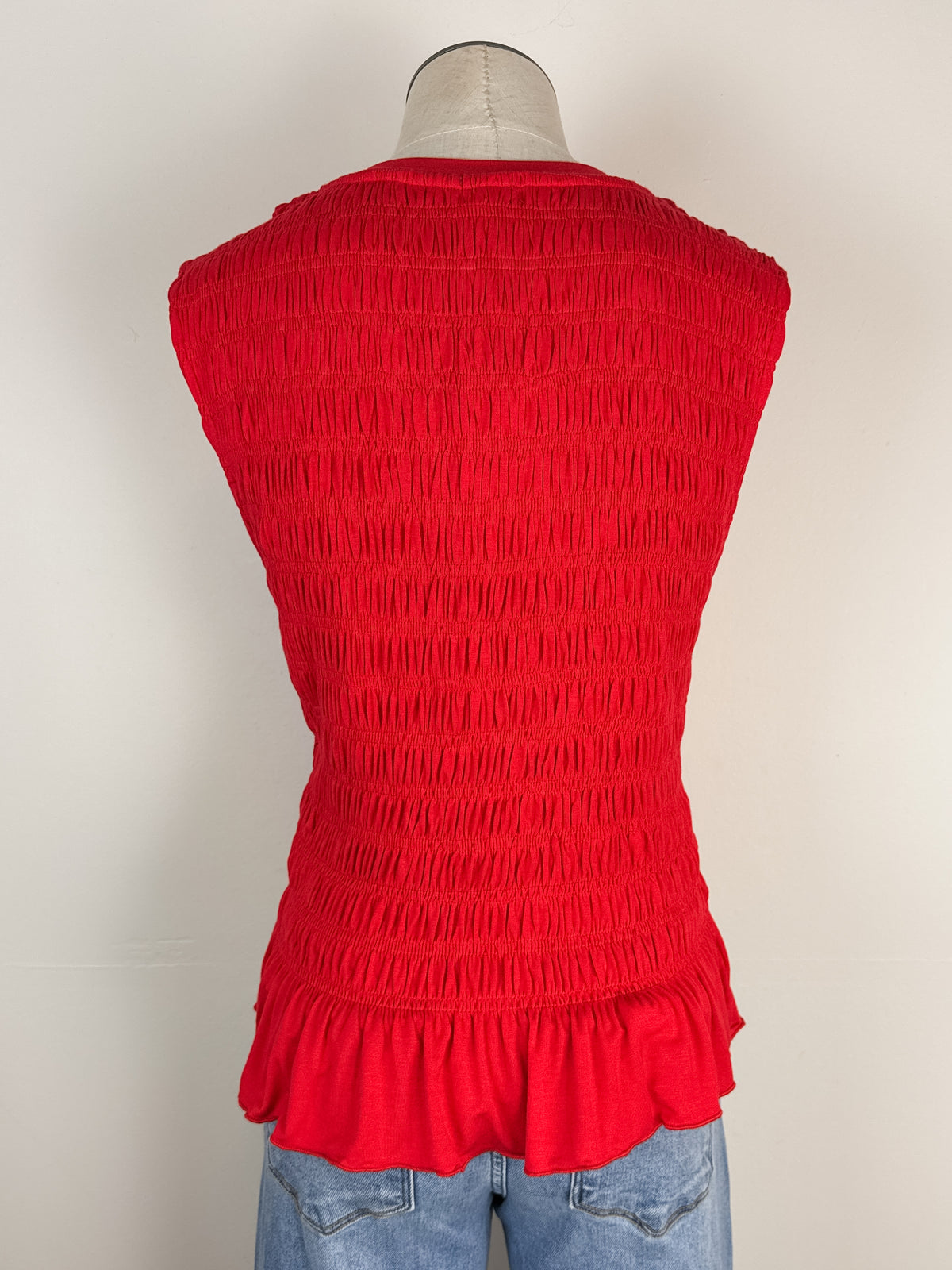 Della Smocked Tank in Red