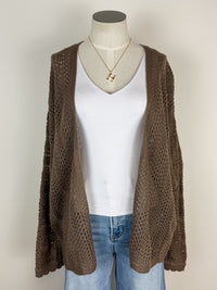 Macie Crochet Knit Cardigan in Brown