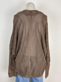 Macie Crochet Knit Cardigan in Brown