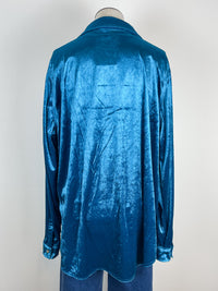Melanie Velvet Button Up in Blue
