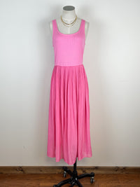 Adeline Pleated Midi Dress in Pink