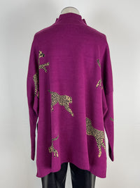 Lorelei Mock Neck Cheetah Print Sweater in Plum