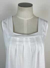 Melody Pleated Square Neck Tank in White