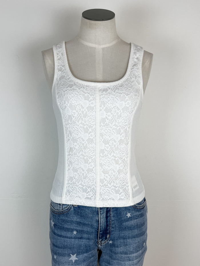 Brynlee Lace Corset Tank in White