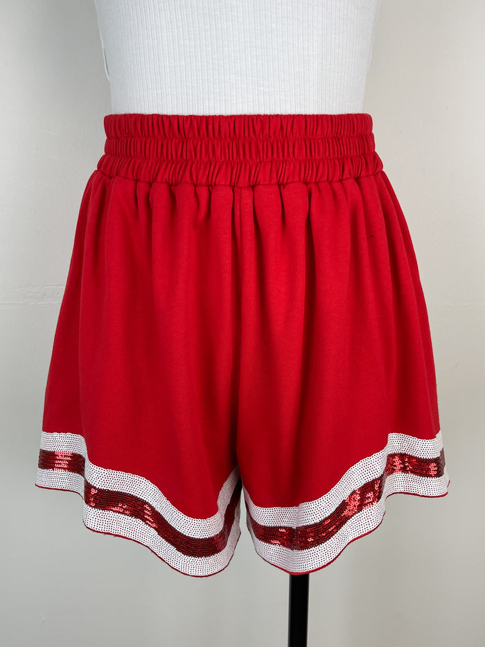 Jordyn Sequin Stripe Short in Red