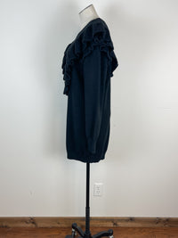 Paige Ruffle Front Sweater Dress in Black