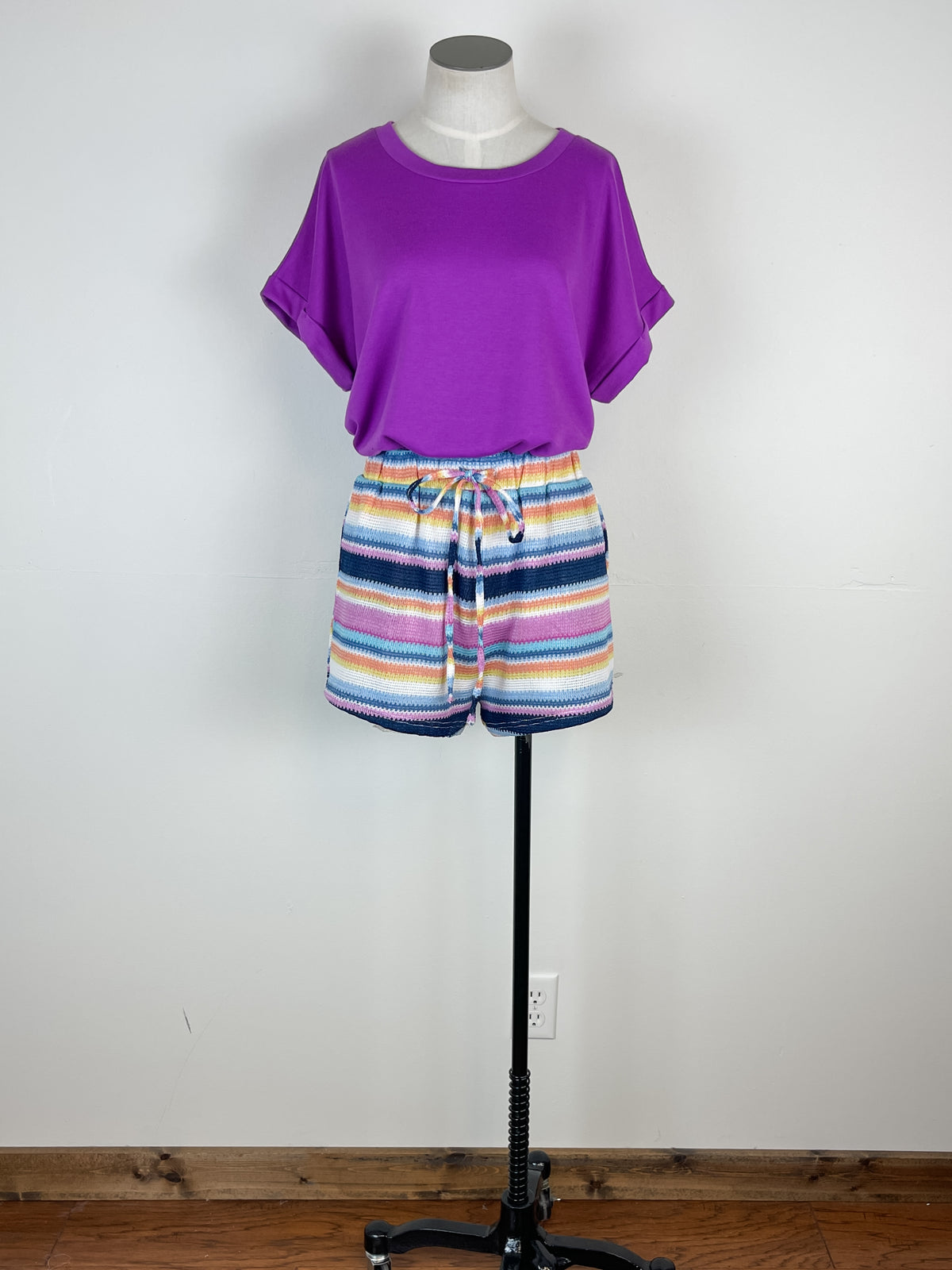 Becca Striped Shorts in Navy Multi