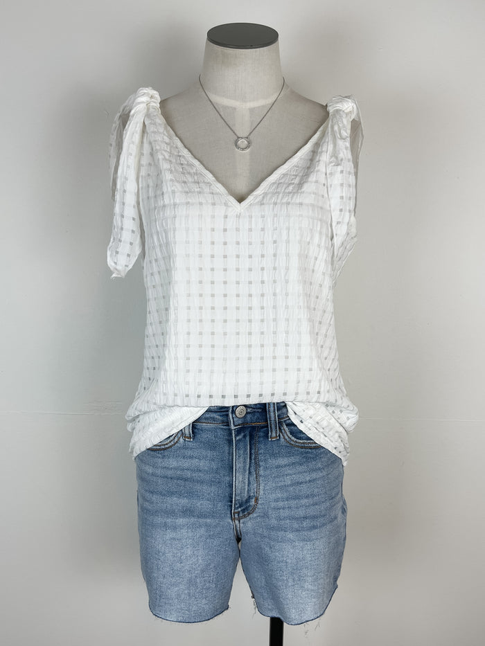 Shay Gingham Tank in White