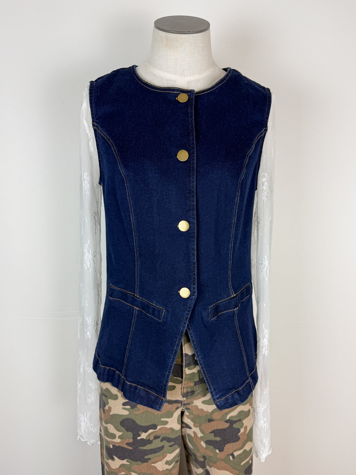 Faith Denim Vest in Dark