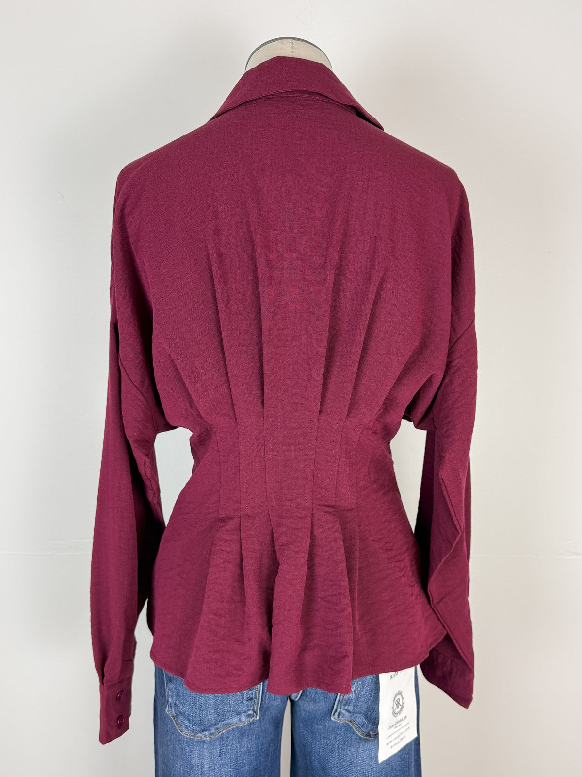 Lennon Pleated Blouse in Burgundy