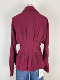 Lennon Pleated Blouse in Burgundy
