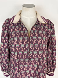 Kiara 1/4 Zip Collared Blouse in Merlot