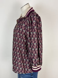 Kiara 1/4 Zip Collared Blouse in Merlot