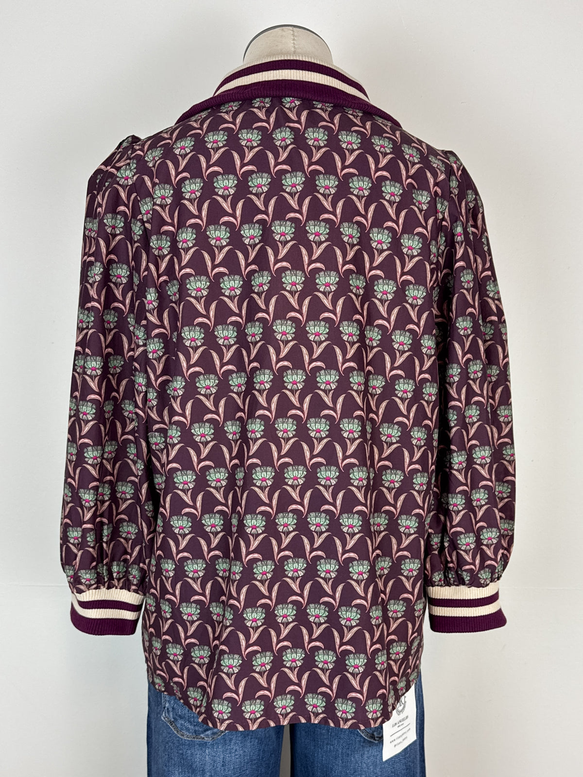 Kiara 1/4 Zip Collared Blouse in Merlot