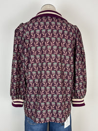 Kiara 1/4 Zip Collared Blouse in Merlot