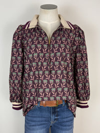 Kiara 1/4 Zip Collared Blouse in Merlot