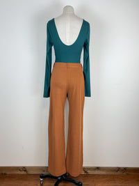 Jules Twill Wide Leg Pant in Chestnut