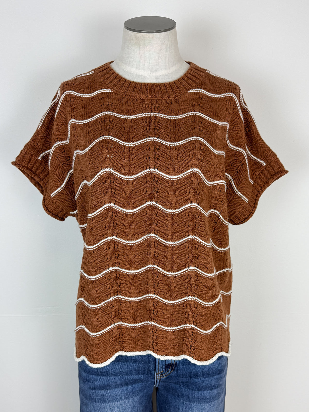 Gracie Short Sleeve Sweater in Caramel