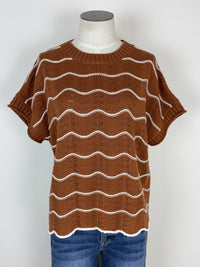 Gracie Short Sleeve Sweater in Caramel
