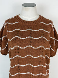 Gracie Short Sleeve Sweater in Caramel
