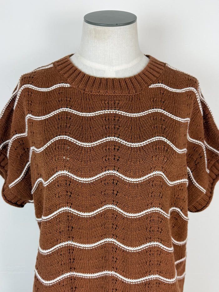 Gracie Short Sleeve Sweater in Caramel