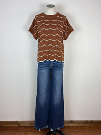 Gracie Short Sleeve Sweater in Caramel