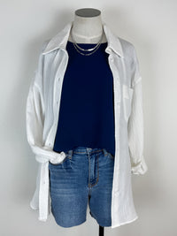 Josie Basic Button Up in White