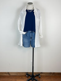 Josie Basic Button Up in White