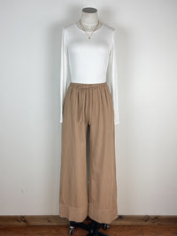 Georgia Pinstriped Wide Leg Pant in Mocha