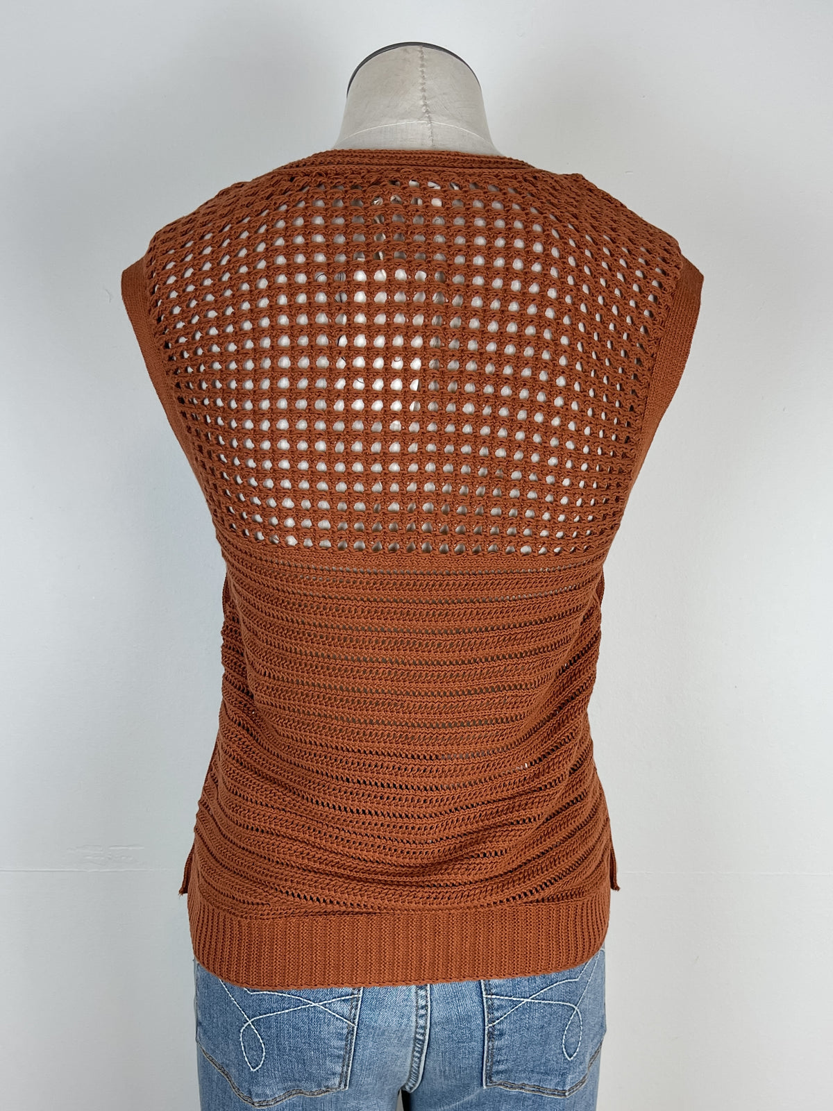Mabel Side Button Sweater Vest in Rust